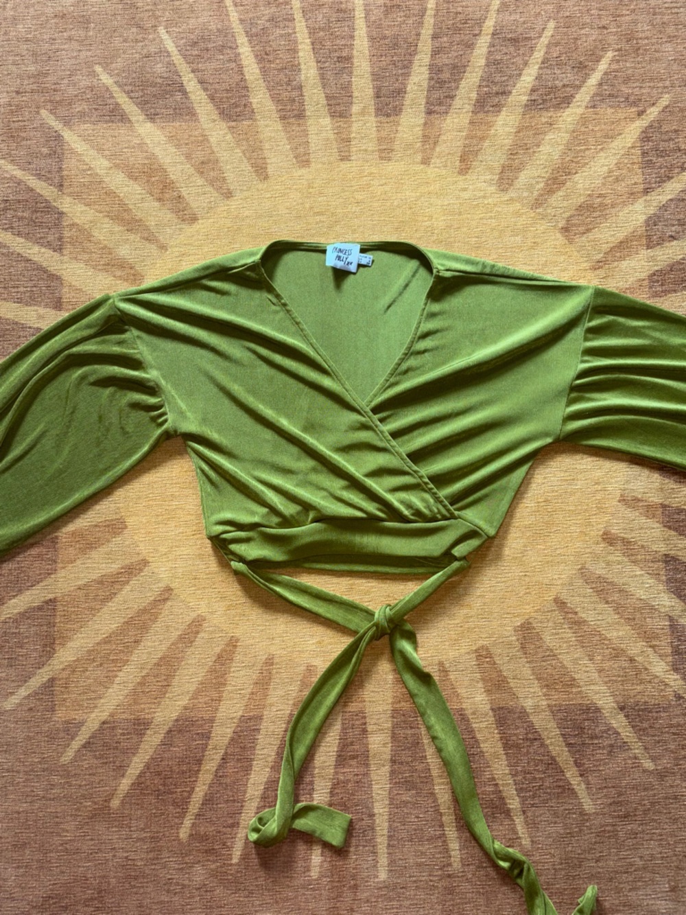 Princess Polly Olive Green Wrap Crop Top